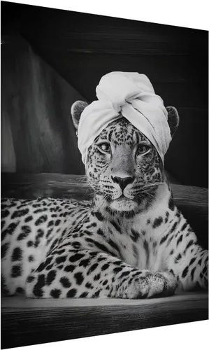 Vista 24 de Impresión de guepardo en el espejo, impresión de fotografía en blanco y negro, leopardo vintage en blanco y negro, fotos de espejo con aspecto