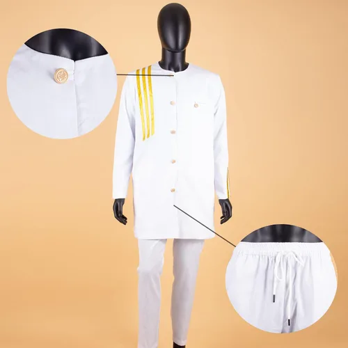 Vista 3 de Trajes africanos para hombre, chaqueta y pantalones bordados de un solo botonadura para hombre, conjunto formal de 2 piezas