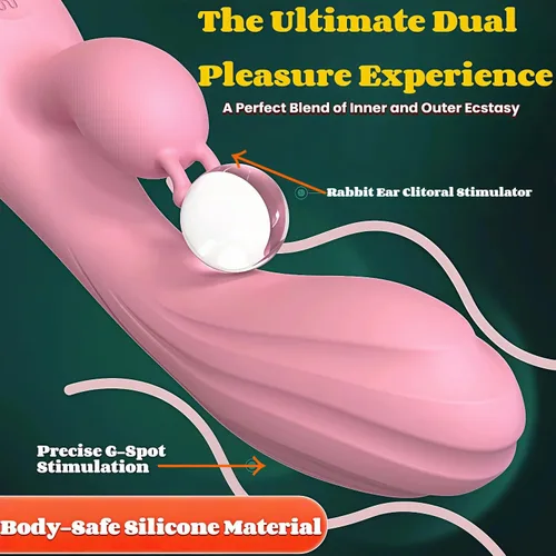 Vista 4 de Juguete para adultos para mujer, 12 patrones, orejas de conejo, juguetes de silicona seguros para el cuerpo, potente herramienta de estimulación