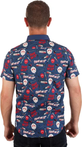 Vista 6 de Fun Costumes Adult Thrills and Kills Friday the 13th Button Up Shirt