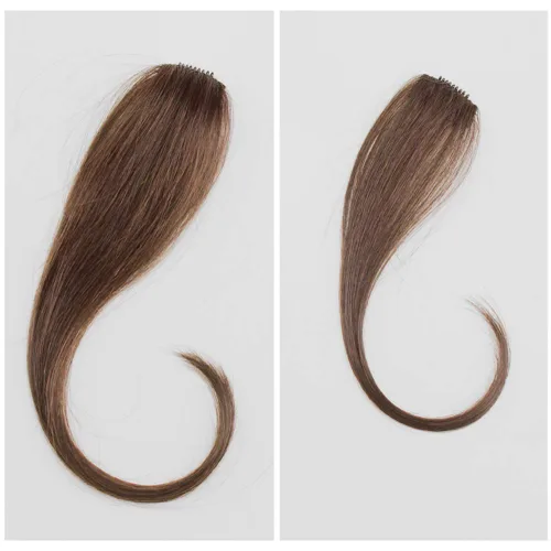 Vista 8 de Extensión de cabello humano con clip para mujer, fácil de usar, 1 pieza de 10 pulgadas, color negro y marrón