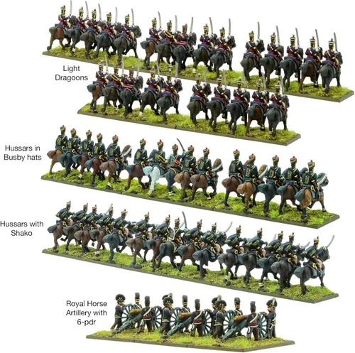 Vista 3 de Warlord Games Conjunto de brigada de caballería ligera británica de Waterloo Batallas épicas