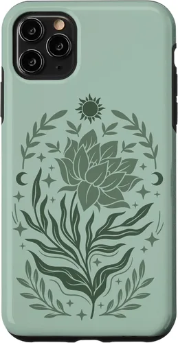 Vista 13 de Sage & Green Flowers Sun Crescent Moon Boho Floral Celestial Case for iPhone 16