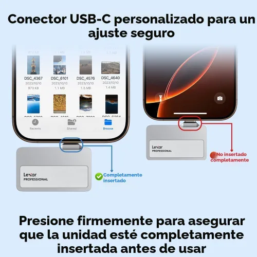 Vista 3 de Lexar SSD portátil Go de 1 TB, lectura de 1050 MB/s, USB 3.2 Gen 2