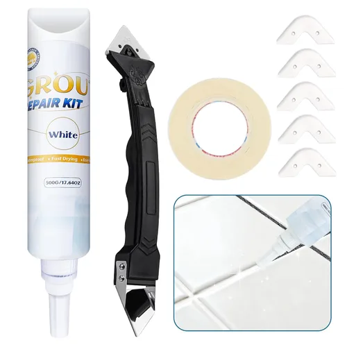 Vista 9 de Kit de Reparación de Lechada de Azulejos - Relleno de Lechada, Pasta de Reparación de Lechada con Espatula de Silicona, Kit de Reparación de Lechada