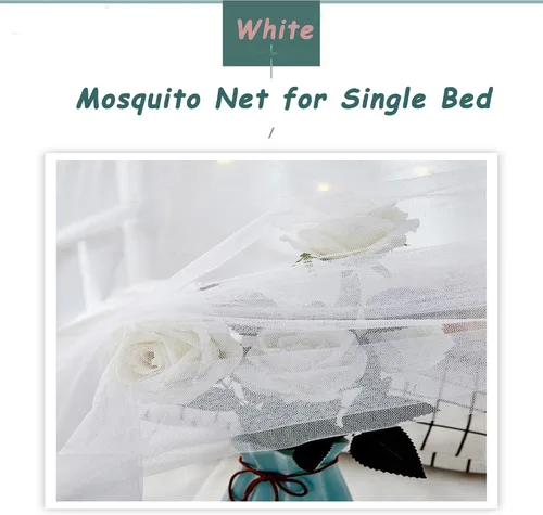 Vista 4 de Cortinas opacas para cama de privacidad con toldo grueso, mosquitero Mosquitera blanca 1aa
