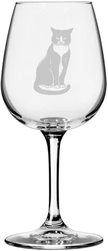 Vista 41 de Copa de vino de 12.75 onzas con temática de gato abisinio grabada para todo uso
