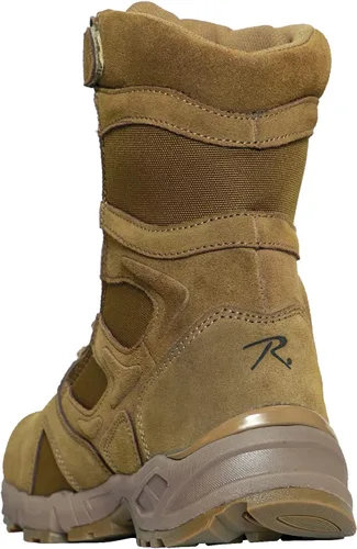 Vista 3 de Rothco Botas de despliegue de entrada forzada con cremallera lateral - Botas de uniforme táctico de 8 pulgadas - AR 670-1 marrón coyote - 13 regular