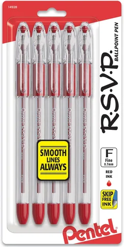 Vista 9 de Pentel RSVP - Bolígrafo de línea fina, (0.028 in), tinta surtida, paquete de 5 (BK90BP5M)