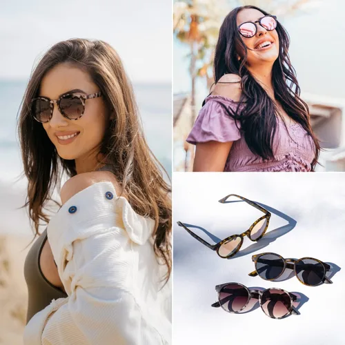 Vista 3 de WearMe Pro - Gafas de sol redondas retro resistentes 100 UVAUVB para mujeres y hombres