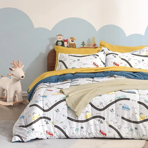 Vista 7 de SLEEP ZONE Juego de edredón de 2 piezas con estampado de 2 piezas para niñas, resistente a la decoloración, lavable a máquina, color rosa ballet