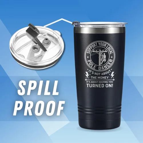 Vista 6 de Onebttl Lineman Regalos para hombres – Taza de café de viaje para electricista de 20 onzas