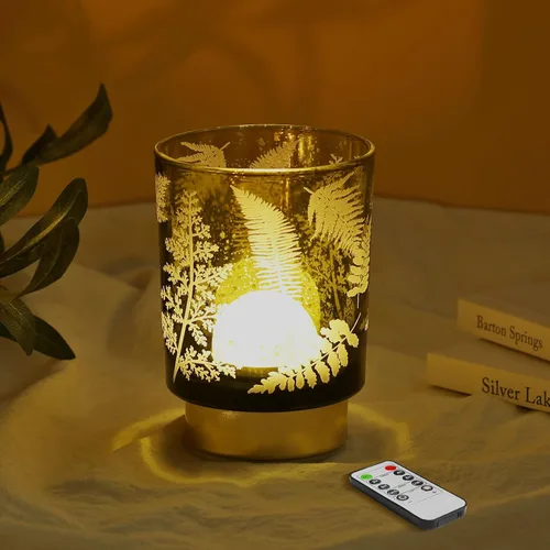 Vista 15 de Eywamage Pequeña lámpara de mesa con pilas con control remoto, lámpara de cristal inalámbrica de ciervo del bosque para dormitorio, sala de estar