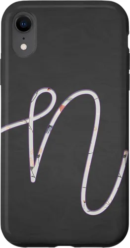 Vista 24 de Carcasa para iPhone 16 con monograma de letra N de plata clara