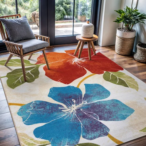 Vista 16 de CAMILSON Solana - Alfombra moderna con diseño floral de 2 x 3 pies, antideslizante y parte trasera de goma, negro - flores grises, alfombra