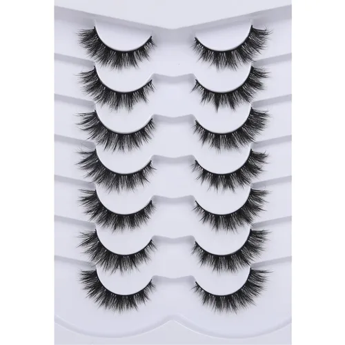 Vista 78 de Pooplunch - Pestañas postizas estilo ojo de gato, extensión de volumen 8D natural, finas, cortas, de visón sintético, tiras de pestañas postizas