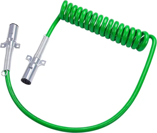 Vista 8 de CheeMuii Paquete de 2 cables de remolque de 7 vías de 12 pies, cable de alimentación eléctrica ABS de alta resistencia, cable de alimentación verde