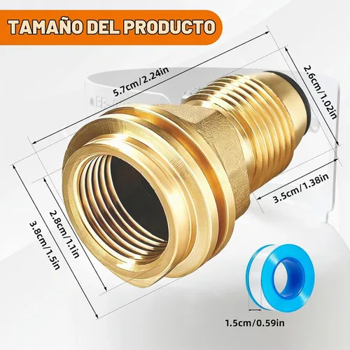 Vista 6 de Adaptador de tanque de propano POL a QCC1, adaptador de propano antiguo a