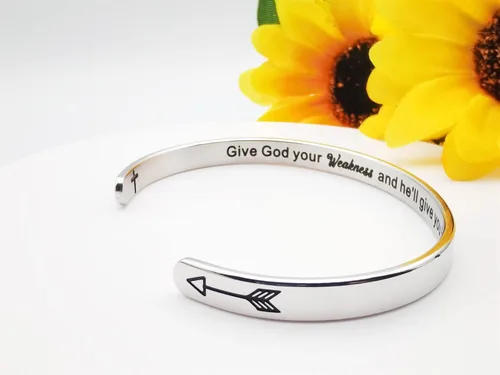 Vista 382 de Pulseras inspiradoras para mujer, joyería de acero inoxidable, con refranes, pulsera motivacional con mensaje oculto, pulseras grabadas para mejor