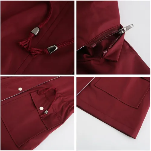 Vista 6 de MODFUL Chubasquero impermeable para mujer, chaqueta impermeable con capucha ligera
