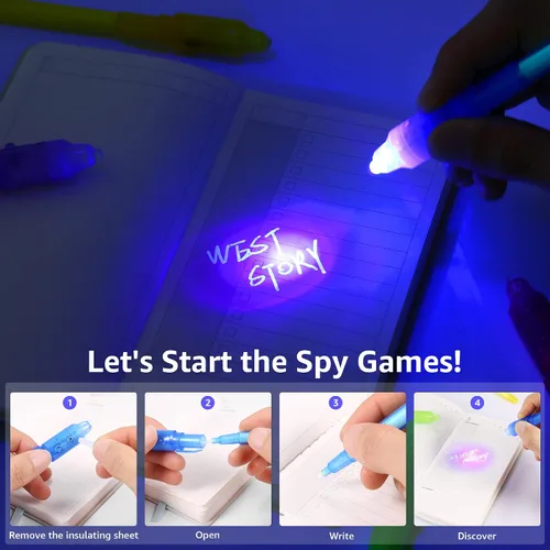 Vista 4 de 16 bolígrafos mágicos de tinta invisible para niños, recuerdos mágicos de fiesta, bolígrafo de tinta invisible para escribir mensajes secretos