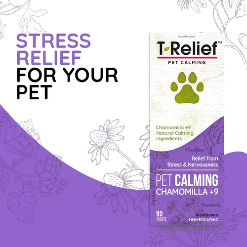 Vista 3 de T-Relief Pet Calmante para perros y gatos Remedio Natural Comfort para el nerviosismo y el estrés con manzanilla + 9 activos calmantes relajantes