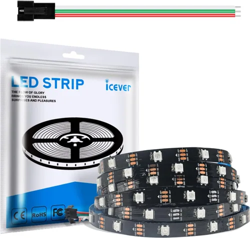 Vista 8 de Tira de luces LED WS2812B de 16.4 pies, 5 V, 150 LED RGB IC 5050SMD direccionables individuales – PCB blanco flexible IP30-30LEDs/m MagicRGB Dream