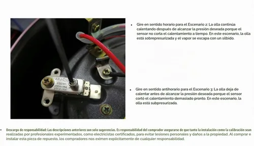 Vista 2 de GJS Gourmet Sensor o interruptor genérico de presión de la olla a presión eléctrica de reemplazo (TYPE K)