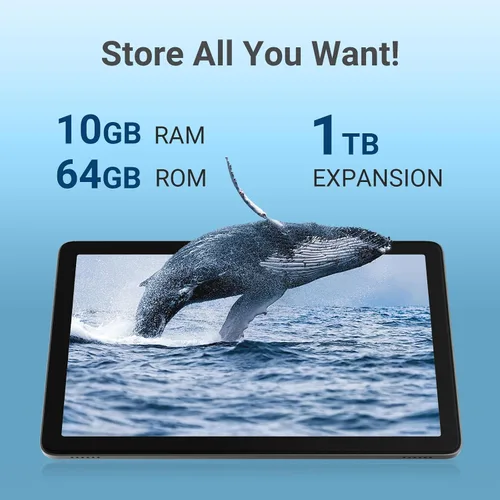 Vista 3 de DigiLand Tablet 2025, tableta Android de 10.1 pulgadas con procesador Octa-core 10 GB de RAM 64 GB ROM HD IPS pantalla táctil, 6000 mAh, BT 5.0