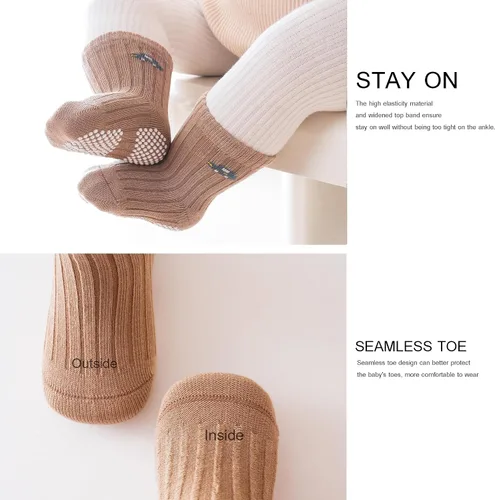 Vista 6 de Calcetines de algodón para bebés y niños pequeños con empuñaduras de 0-5T, 6
