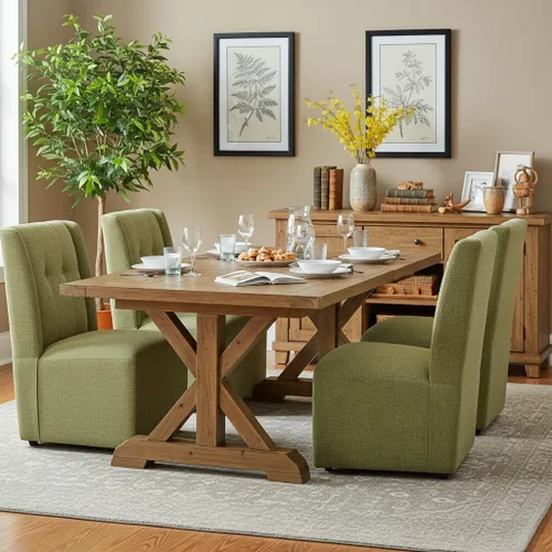Vista 19 de Silla de comedor con ruedas Immulize Silla de comedor tapizada moderna con ruedas, silla giratoria sin brazos con respaldo alto para cocina, sala