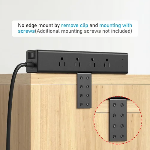 Vista 4 de CCCEI Estación de Enchufes de Escritorio Puerto USB C de 20W. Regleta de Enchufes con Abrazadera de Escritorio de 12 Tomas Protector contra