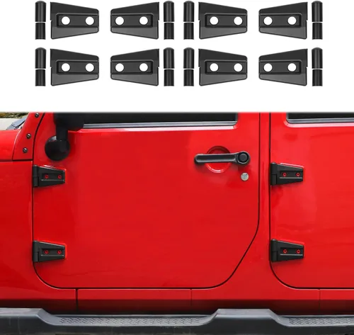 Vista 8 de JeCar Cubiertas de Bisagras de Puerta ABS Accesorios Exteriores para Jeep Wrangler JK JKU 2007-2018, Negro