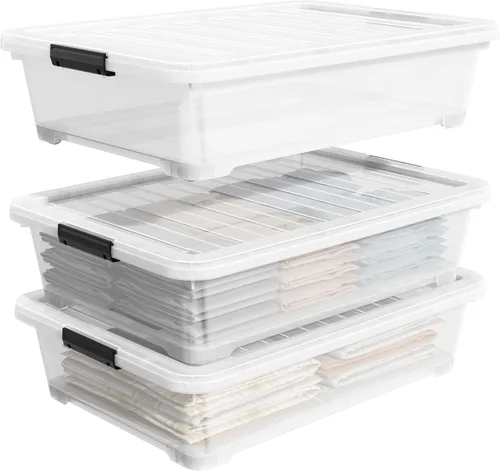 Vista 10 de Paquete de 3 cajas de almacenamiento con ruedas, contenedores