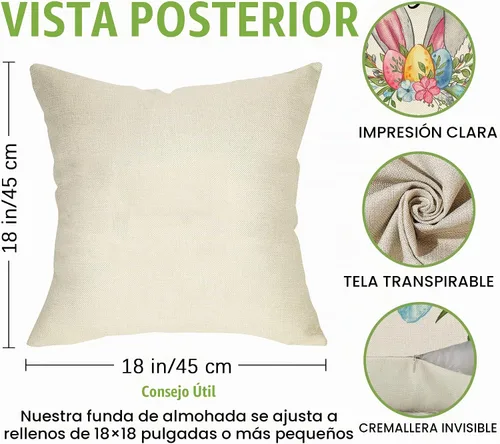 Vista 2 de Fahrendom Funda de almohada decorativa con diseño de conejito de huevos