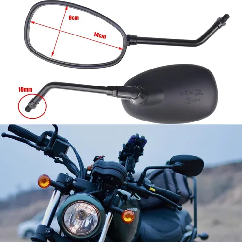 Vista 2 de Espejos laterales retrovisores para manillar de motocicleta, 0.394 in para Honda Sports Bike Cruiser Chopper Dirt Bike Scooter