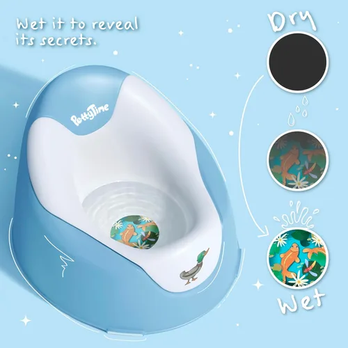 Vista 2 de Calcomanías de revelación de color para reloj de orinal – 6 calcomanías mágicas y 3 diseños diferentes – Calcomanías fáciles de despegar para niños