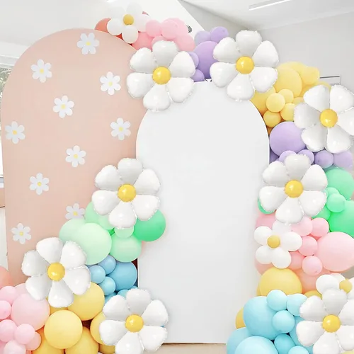Vista 7 de Kit de arco de guirnalda de globos de margarita, globos de margarita, globos de macarrón pastel, arco de globos pastel de primavera para decoración