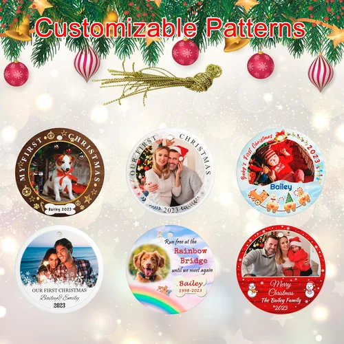 Vista 4 de Adorno personalizado para la primera Navidad del bebé, adornos de Navidad con foto personalizada 2023 con imagen y nombre, regalos personalizados