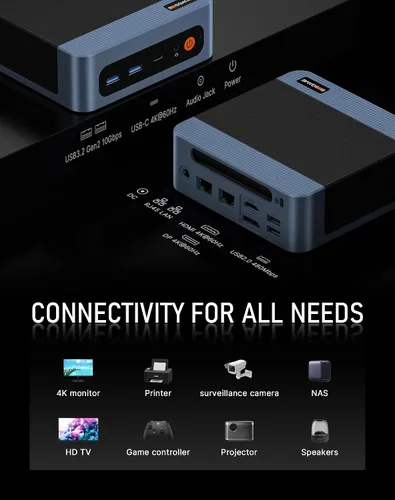 Vista 2 de BOSGAME Mini PC E5 11 Pro, AMD Ryzen 5400U 4C/8T, PC de oficina en casa de Azul (Sky-Blue)