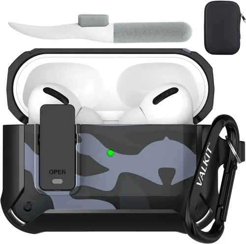 Vista 57 de Valkit Funda para Airpods Pro 2 con cerradura, funda militar de cuerpo completo para AirPod Pro rígida con llavero, funda para Airpods Pro de 2ª/1ª