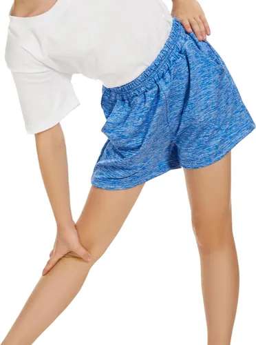 Vista 3 de BYONEME Pantalones cortos deportivos para niñas pequeñas y grandes, para entrenamiento, baloncesto, fútbol, deportes, para niñas adolescentes