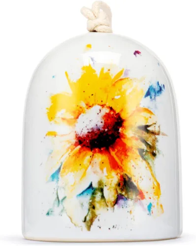 Vista 3 de DEMDACO Acuarela Amarillo Girasol 6 x 2.5 Gres Colgante Mini Inspirado Adorno Campana