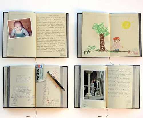 Vista 7 de Suck UK Diario Our Life Story de 100 años, cuaderno de diario Crea tu propio libro de bebé y regalos de bautizo para niños y niñas, álbum