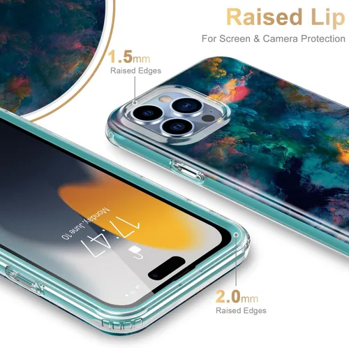 Vista 3 de Esdot - Funda para iPhone 15 Pro con protector de pantalla integrado, cubierta duradera con diseños modernos para mujeres y niñas, funda protectora