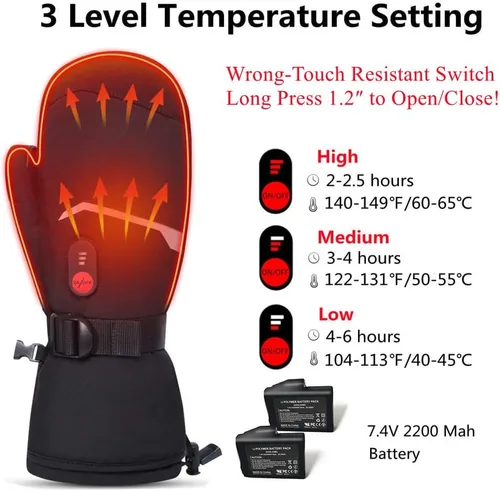 Vista 2 de Savior Heat Guantes para hombre y mujer, guantes eléctricos recargables, adecuados para el trabajo al aire libre, esquí, correr, senderismo, etc.
