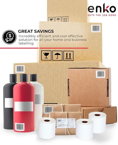 Vista 6 de EnKo (3 rollos, 4,125 etiquetas) Etiquetas térmicas directas de 3 x 1 pulgada para calcomanías de Logística de Amazon, etiquetas FNSKU compatibles