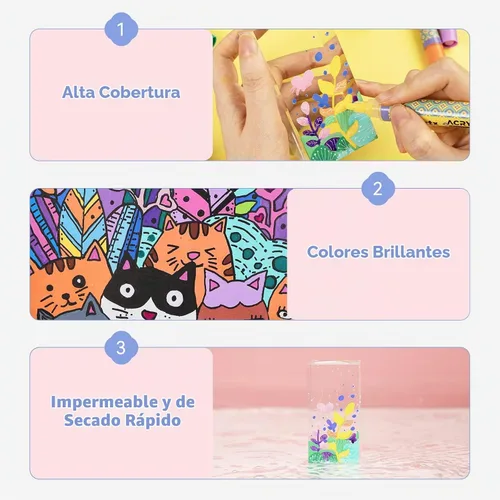 Vista 7 de Arrtx Bolígrafos de pintura acrílica de 48 colores, punta media de 0.118 in