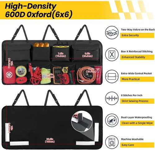 Vista 2 de Snuopfy Organizador de maletero de automóvil, organizador colgante para asiento trasero con 8 bolsas de almacenamiento grandes, gran capacidad