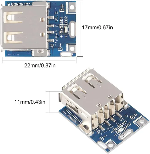 Vista 7 de AITRIP 20 unids Boost Step Up 5V 1A Módulo de fuente de alimentación de batería de litio Placa de protección de carga 134N3P DIY cargador USB